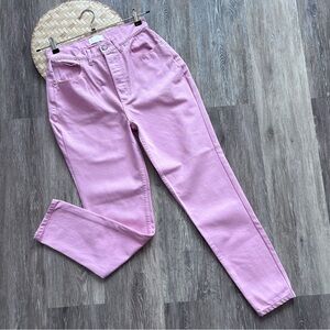 Boyish pink high rise tapered mom jeans